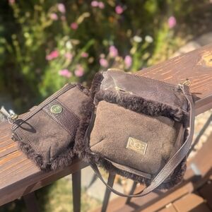 Small UGG Sheepskin Bag with Matching Wallet